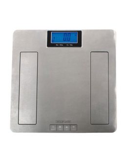 Osobná váha z nehrdzavejúcej ocele s meranám tuku v tele pomocou metódy BIA.